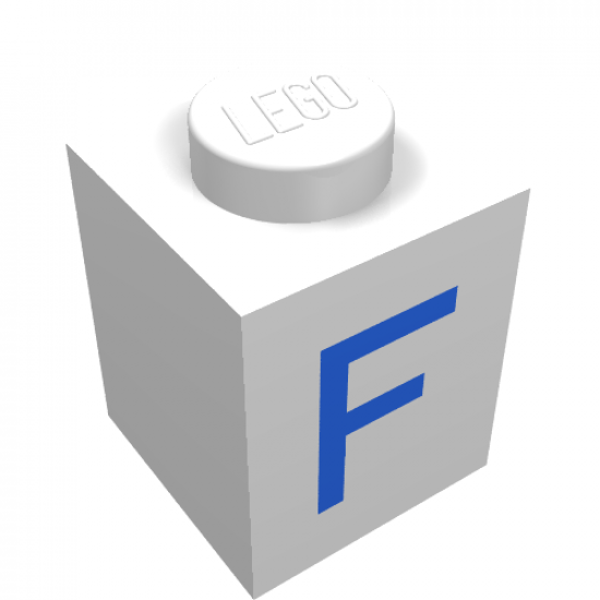 Brick 1 x 1 with Blue 'F' Pattern