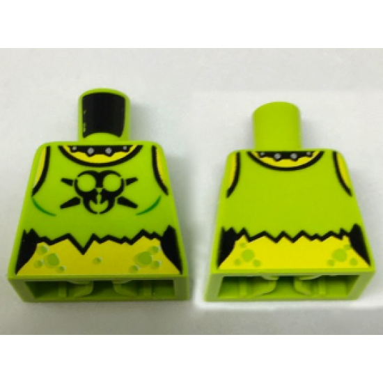 Torso Female Ripped Shirt with Black Toxic Symbol and Studded Collar Pattern