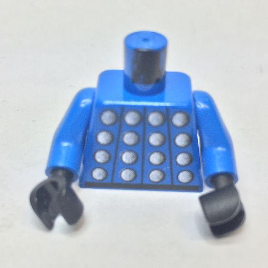 Torso Soccer Goalie Studded Armor on Front and No. 1 on Back Pattern / Blue Arms / Black Hands