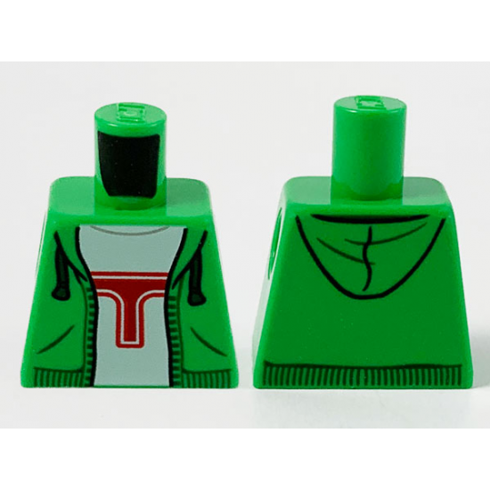 Torso Hoodie, White Shirt with Red 'T' Pattern