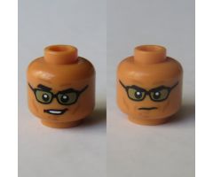 Minifigure, Head Dual Sided Male with Cheekbones and Sunglasses, Smile / Smirk Pattern (Ian Malcolm) - Hollow Stud