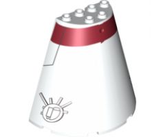 Cone Half 8 x 4 x 6 with Dark Red Stripe Tantive Bridge Bottom Pattern