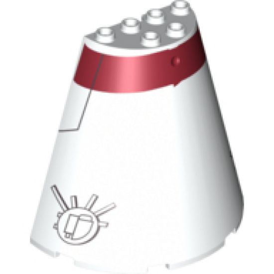 Cone Half 8 x 4 x 6 with Dark Red Stripe Tantive Bridge Bottom Pattern
