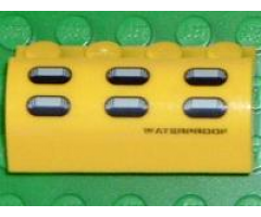 Slope, Curved 2 x 4 x 1 1/3 with Four Recessed Studs with 'WATERPROOF' with 6 Holes Pattern (Sticker) - Set 7774