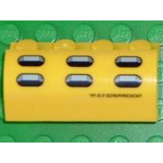 Slope, Curved 2 x 4 x 1 1/3 with Four Recessed Studs with 'WATERPROOF' with 6 Holes Pattern (Sticker) - Set 7774