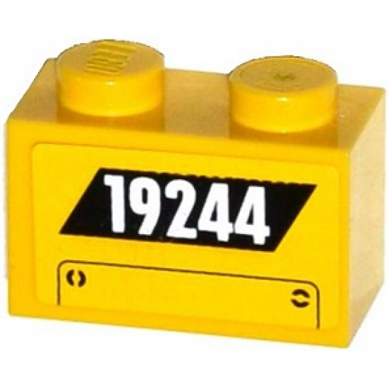 Brick 1 x 2 with '19244' and Hatch Pattern (Sticker) - Set 60076