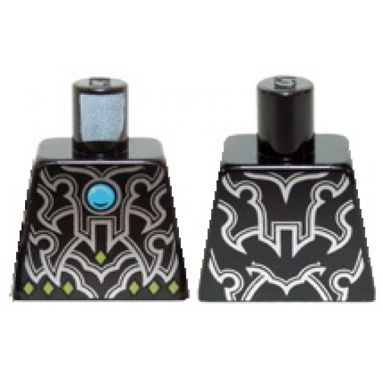 Torso Chima Silver Armor, Lime Diamonds and Dark Azure Round Jewel (Chi) Pattern