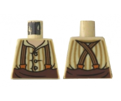 Torso LotR Button Shirt with Dark Tan Stripes and Brown and Dark Orange Suspenders Pattern