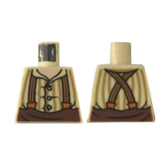 Torso LotR Button Shirt with Dark Tan Stripes and Brown and Dark Orange Suspenders Pattern