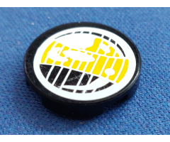 Tile, Round 2 x 2 with Headlamp Yellow and Black Pattern (Sticker) - Set 8250