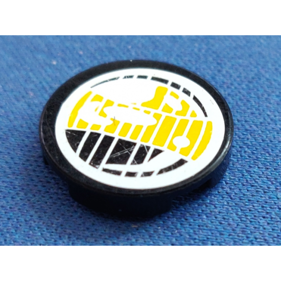 Tile, Round 2 x 2 with Headlamp Yellow and Black Pattern (Sticker) - Set 8250