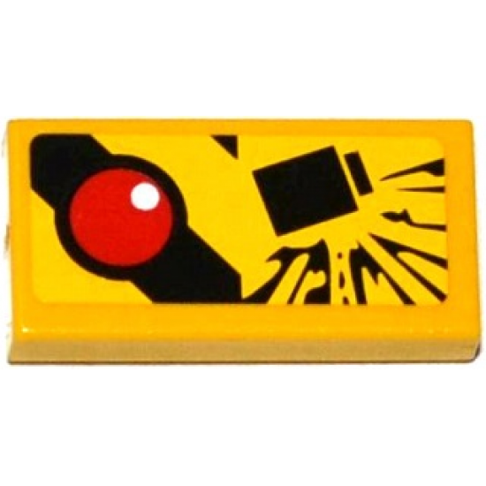 Tile 1 x 2 with Red Button and Explosion Pattern (Sticker) - Set 60076