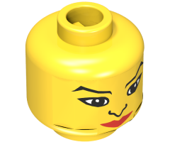 Minifigure, Head Female with Nose, Red Lips, and Large Eyes Pattern - Blocked Open Stud