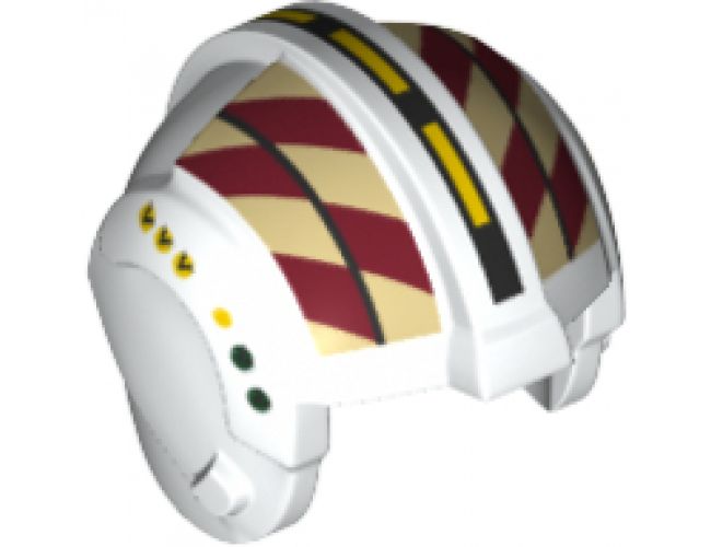 Minifigure, Headgear Helmet SW Rebel Pilot with Dark Red and Tan Geometric Pattern - Wes Janson