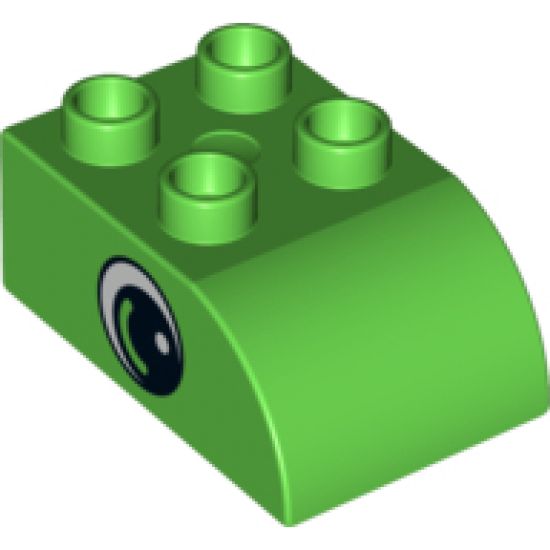 Duplo, Brick 2 x 3 with Curved Top and Black and White Eye Pattern on Both Sides
