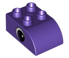 Duplo, Brick 2 x 3 with Curved Top and Black and White Eye Pattern on Both Sides