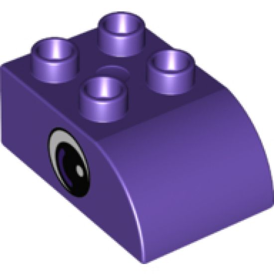 Duplo, Brick 2 x 3 with Curved Top and Black and White Eye Pattern on Both Sides