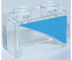 Brick 1 x 2 without Bottom Tube with Dark Azure Triangle Pattern Model Left Side (Sticker) - Set 40252