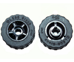 Wheel & Tire Assembly 11mm D. x 6mm with 5 Spokes with Black Tire 17.5mm D. x 6mm with Shallow Staggered Treads - Band Around Center of Tread (50944 / 92409)