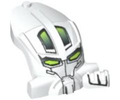 Minifigure, Head, Modified Bionicle Toa Mahri Kongu / Matoro with Lime Eyes Pattern (Matoro)