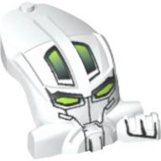 Minifigure, Head, Modified Bionicle Toa Mahri Kongu / Matoro with Lime Eyes Pattern (Matoro)