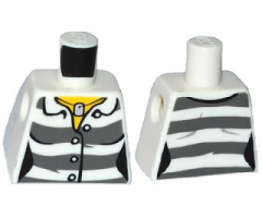 Torso Town Prisoner Female, Dark Bluish Gray Stripes, Buttons and ID Tag Pattern