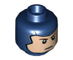 Minifigure, Head Dual Sided Balaclava, Light Nougat Face with Brown Eyebrows, Smile / Stern Pattern - Hollow Stud