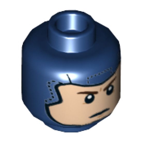 Minifigure, Head Dual Sided Balaclava, Light Nougat Face with Brown Eyebrows, Smile / Stern Pattern - Hollow Stud