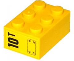 Brick 2 x 3 with '10T' and Hatch Pattern on End Model Left Side (Sticker) - Set 60076