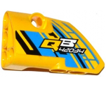 Technic, Panel Fairing # 1 Small Smooth Short, Side A with 'QB 42034' on Blue, Yellow and Black Background Pattern (Sticker) - Set 42034