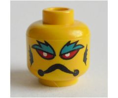 Minifigure, Head Alien with Red Eyes, White Pupils, Frown, Gills and Blue Eyebrows Pattern - Blocked Open Stud