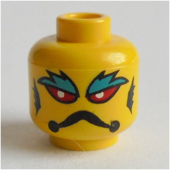 Minifigure, Head Alien with Red Eyes, White Pupils, Frown, Gills and Blue Eyebrows Pattern - Blocked Open Stud