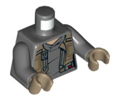 Torso SW Female Shirt with Dark Tan Vest with Pockets Pattern (Jyn Erso) / Dark Bluish Gray Arms / Dark Tan Hands