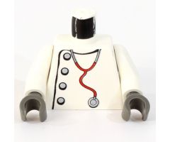 Torso Studios Lab Coat, Gray Buttons, Stethoscope Pattern (Mad Scientist) / White Arms / Dark Gray Hands