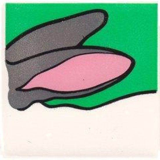 Duplo, Tile 2 x 2 x 1 with Rabbit Mosaic Picture 02 Pattern (Set 1014)