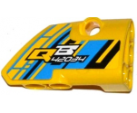 Technic, Panel Fairing # 2 Small Smooth Short, Side B with 'QB 42034' on Blue, Yellow and Black Background Pattern (Sticker) - Set 42034