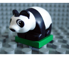 Duplo, Animal Panda Baby Cub on Green Base, Eyes looking Left
