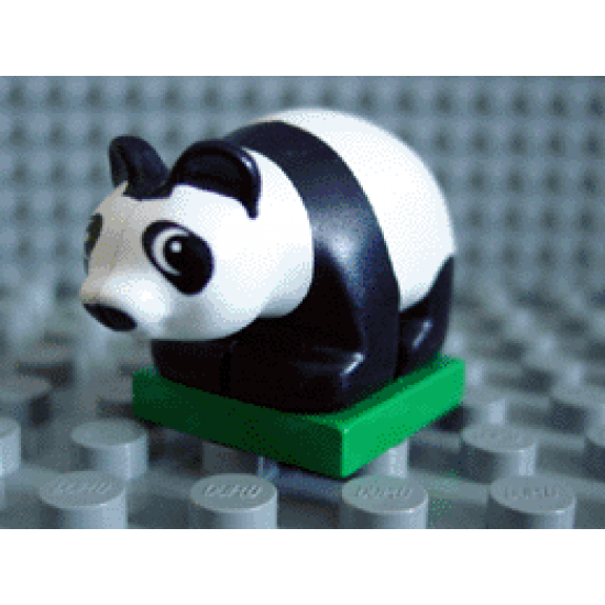 Duplo, Animal Panda Baby Cub on Green Base, Eyes looking Left