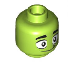 Minifigure, Head Dual Sided Wide Eyes and Single Tooth, Happy / Grumpy Pattern (Beast Boy) - Hollow Stud