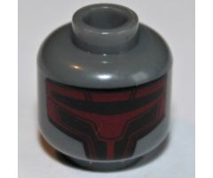 Minifigure, Head Alien with Dark Red Sith Mask Pattern (SW Darth Revan) - Hollow Stud