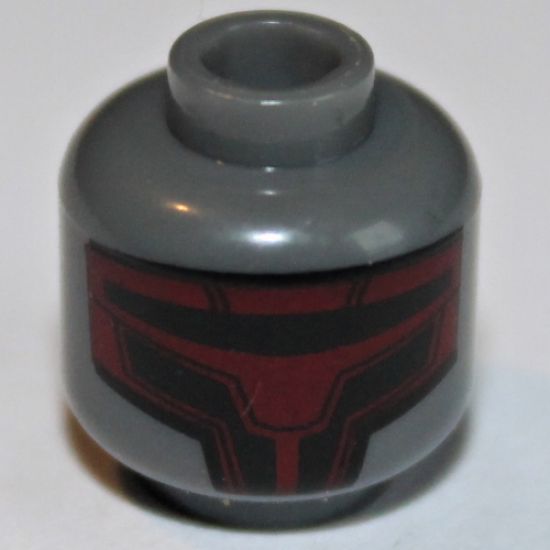 Minifigure, Head Alien with Dark Red Sith Mask Pattern (SW Darth Revan) - Hollow Stud