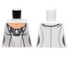 Torso LotR Dress with Metallic Silver Robe and Ornate Silver Brooch Pattern (Galadriel)
