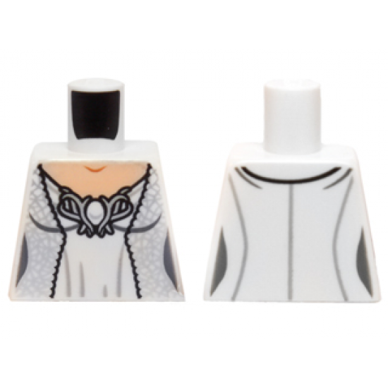 Torso LotR Dress with Metallic Silver Robe and Ornate Silver Brooch Pattern (Galadriel)