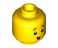 Minifigure, Head Dual Sided, Black Eyebrows, Small Open Smile / Small Closed Smile Pattern - Hollow Stud