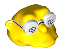 Minifigure, Head, Modified Simpsons Hans Moleman with White Glasses with Eyes Pattern