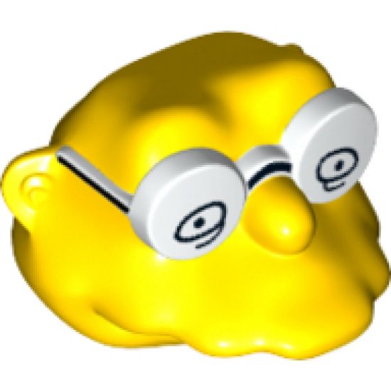 Minifigure, Head, Modified Simpsons Hans Moleman with White Glasses with Eyes Pattern