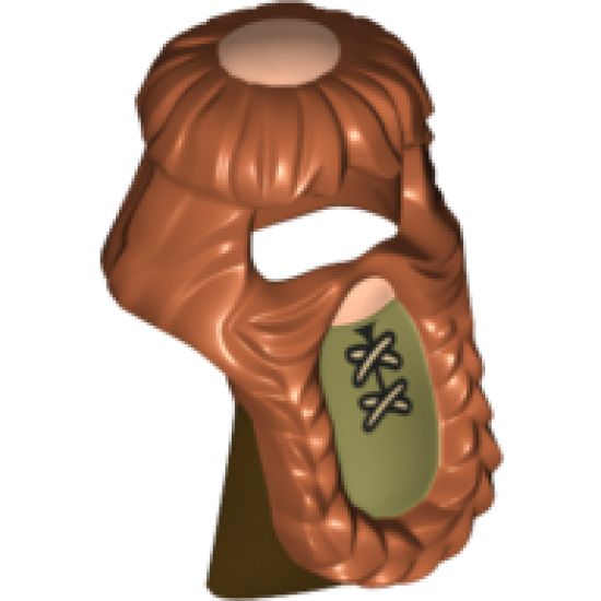 Minifigure, Hair Beard Braided with Laced Shirt Pattern in Center