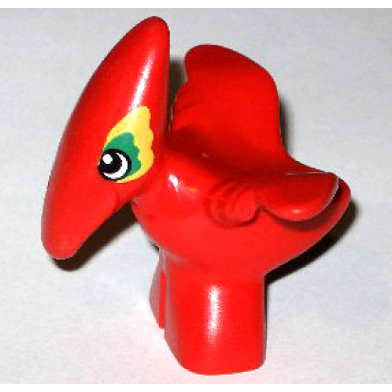 Duplo, Animal Dinosaur Pteranodon Baby with Green and Yellow Around Eyes Pattern