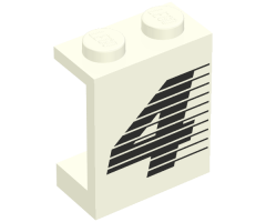 Panel 1 x 2 x 2 - Solid Studs with Black Number 4 and Lines Pattern