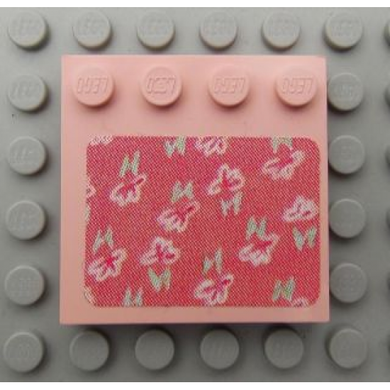 Tile, Modified 4 x 4 with Studs on Edge with Flowers Pattern (Sticker) - Set 3242